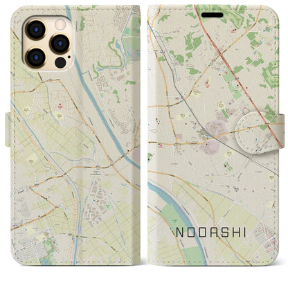 【野田市（千葉県）】地図柄iPhoneケース（手帳タイプ）ナチュラル・iPhone 12 Pro Max 用
