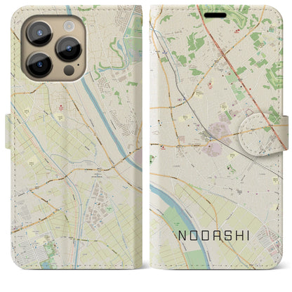 【野田市（千葉県）】地図柄iPhoneケース（手帳タイプ）ナチュラル・iPhone 14 Pro Max 用
