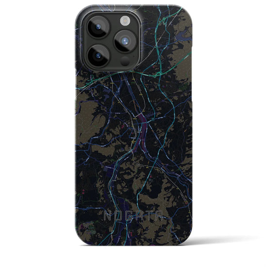 【直方】地図柄iPhoneケース（バックカバータイプ・ブラック）iPhone 15 Pro Max 用