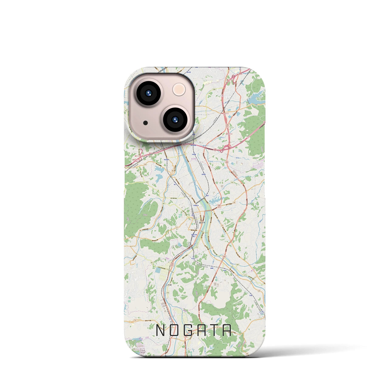 【直方】地図柄iPhoneケース（バックカバータイプ・ナチュラル）iPhone 13 mini 用