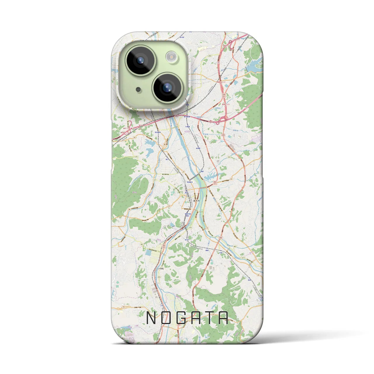 【直方】地図柄iPhoneケース（バックカバータイプ・ナチュラル）iPhone 15 用
