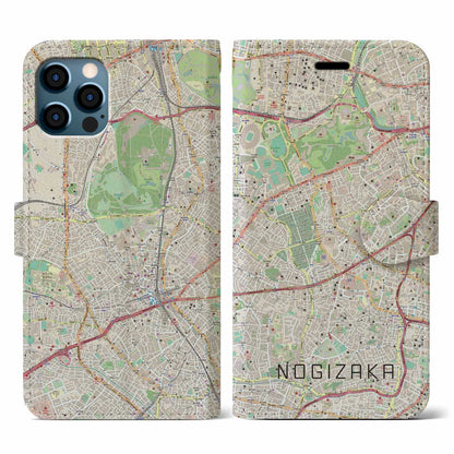 【乃木坂（東京都）】地図柄iPhoneケース（手帳タイプ）ナチュラル・iPhone 12 / 12 Pro 用