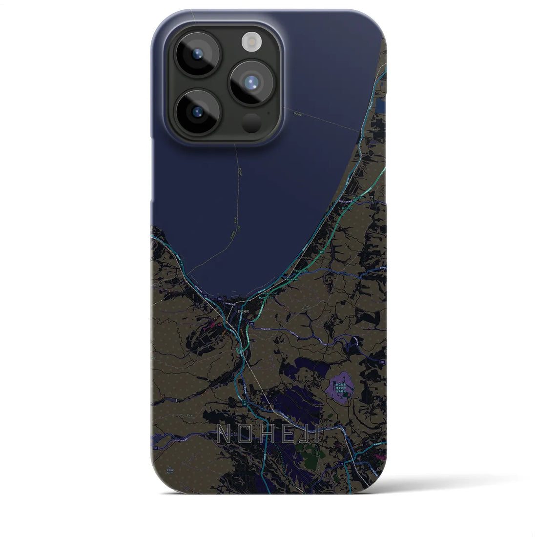 【野辺地】地図柄iPhoneケース（バックカバータイプ・ブラック）iPhone 15 Pro Max 用