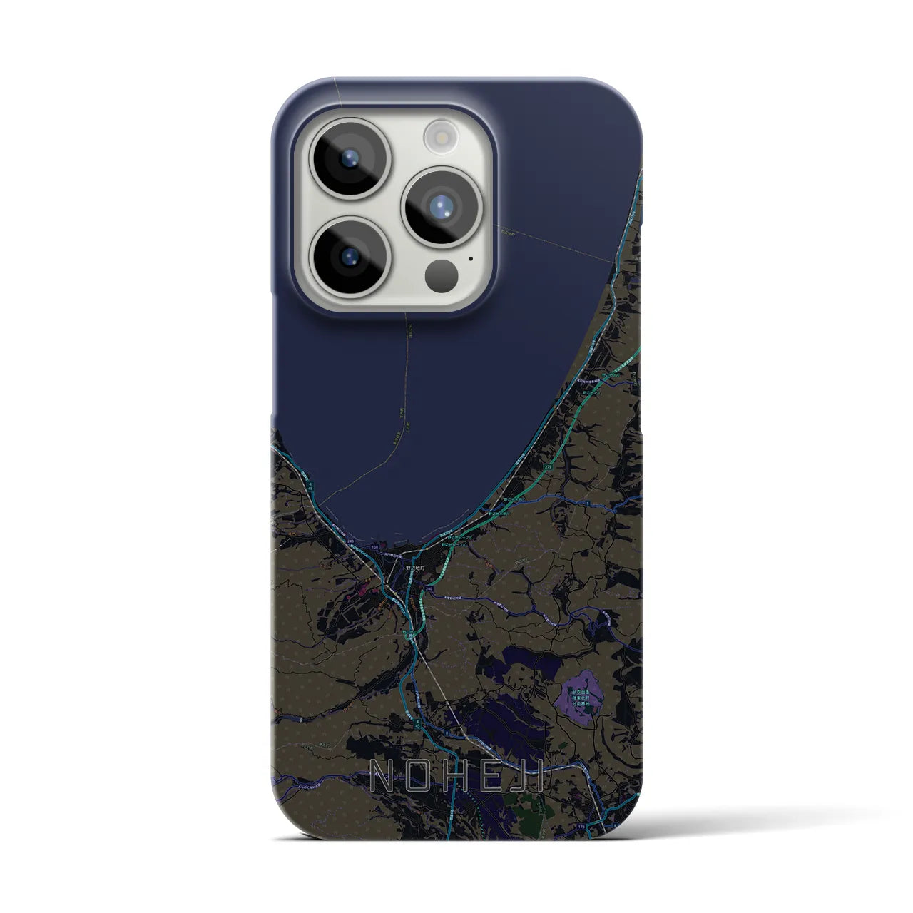 【野辺地】地図柄iPhoneケース（バックカバータイプ・ブラック）iPhone 15 Pro 用