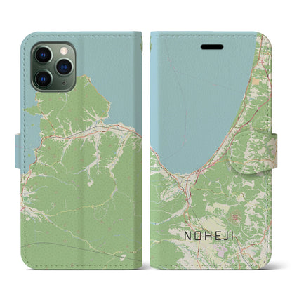 【野辺地（青森県）】地図柄iPhoneケース（手帳タイプ）ナチュラル・iPhone 11 Pro 用