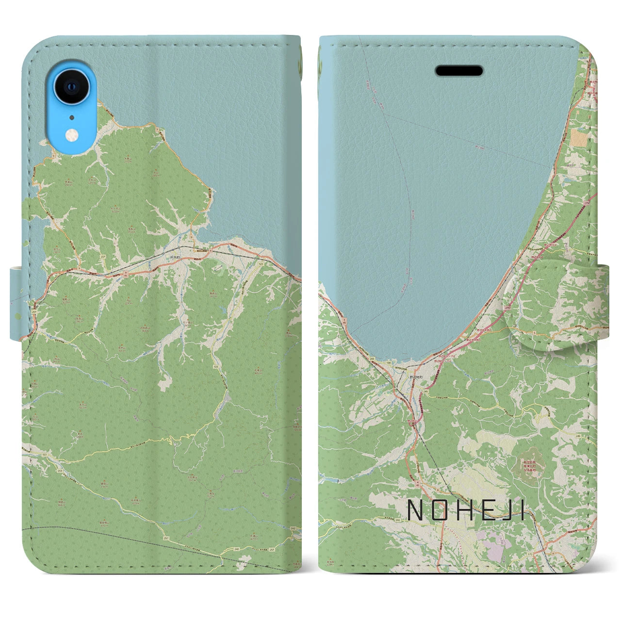【野辺地】地図柄iPhoneケース（手帳両面タイプ・ナチュラル）iPhone XR 用