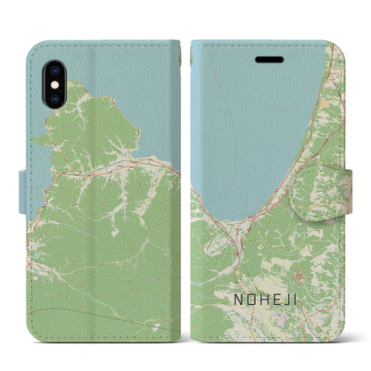【野辺地（青森県）】地図柄iPhoneケース（手帳タイプ）ナチュラル・iPhone XS / X 用