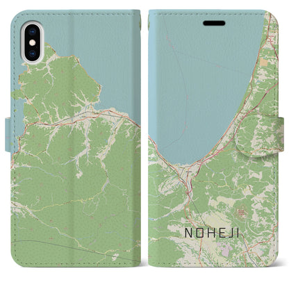 【野辺地（青森県）】地図柄iPhoneケース（手帳タイプ）ナチュラル・iPhone XS Max 用