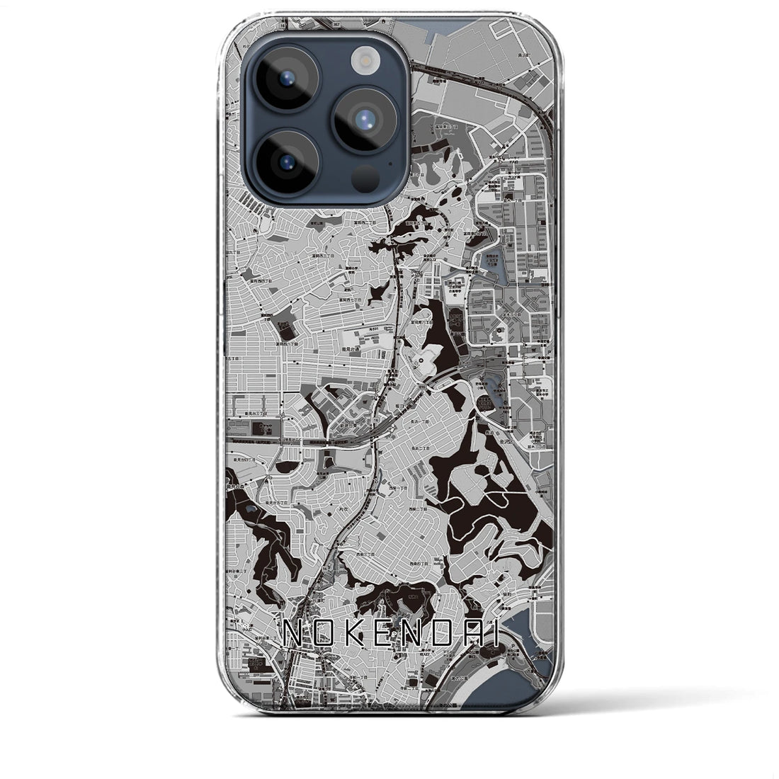 【能見台】地図柄iPhoneケース（クリアタイプ・モノトーン）iPhone 15 Pro Max 用