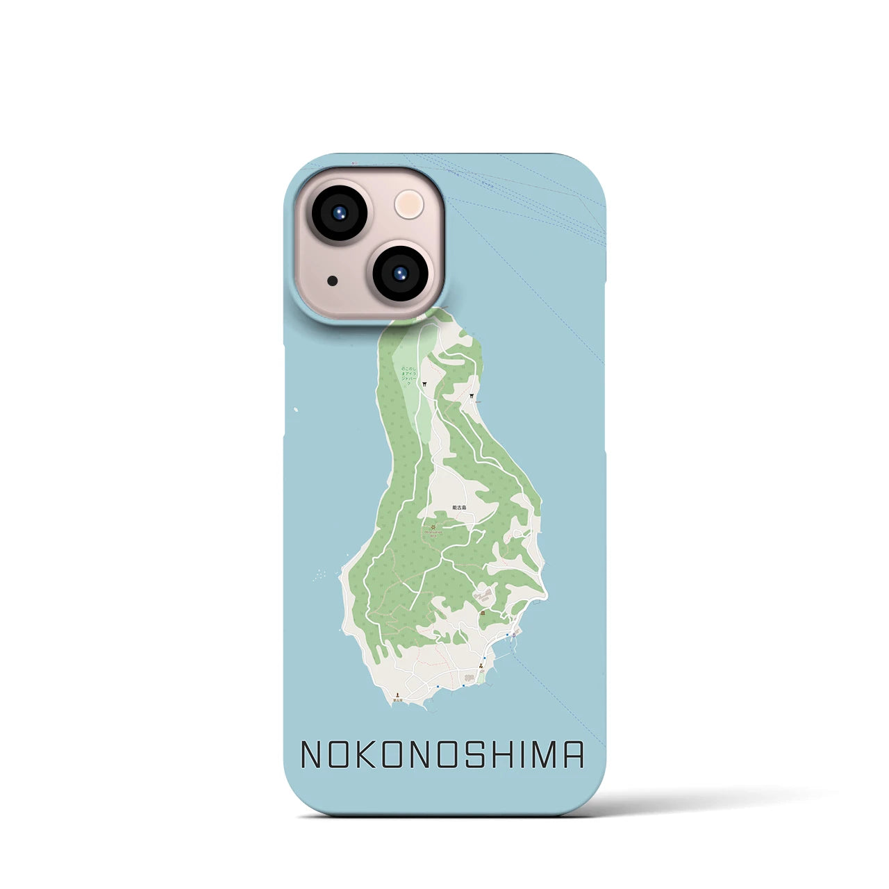 【能古島】地図柄iPhoneケース（バックカバータイプ・ナチュラル）iPhone 13 mini 用