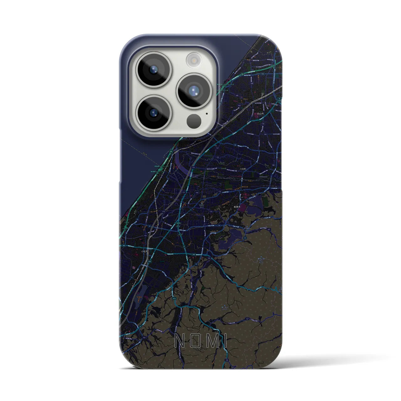 【能美】地図柄iPhoneケース（バックカバータイプ・ブラック）iPhone 15 Pro 用
