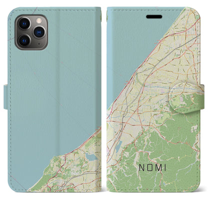 【能美（石川県）】地図柄iPhoneケース（手帳タイプ）ナチュラル・iPhone 11 Pro Max 用