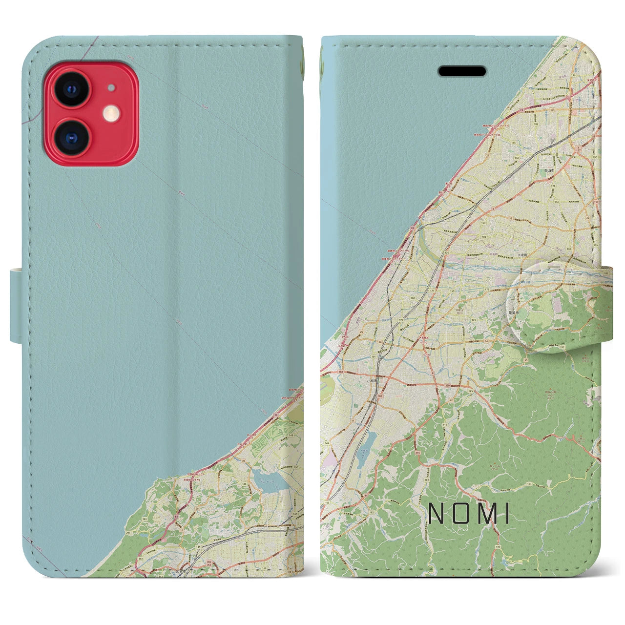 【能美】地図柄iPhoneケース（手帳両面タイプ・ナチュラル）iPhone 11 用