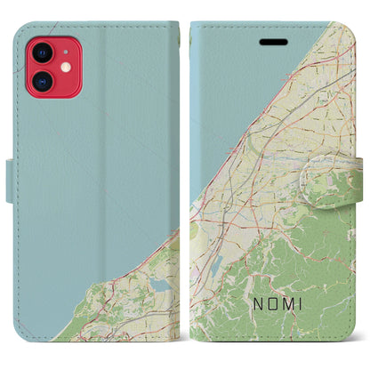 【能美（石川県）】地図柄iPhoneケース（手帳タイプ）ナチュラル・iPhone 11 用