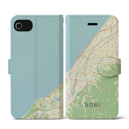 【能美（石川県）】地図柄iPhoneケース（手帳タイプ）ナチュラル・iPhone SE（第3 / 第2世代） / 8 / 7 / 6s / 6 用