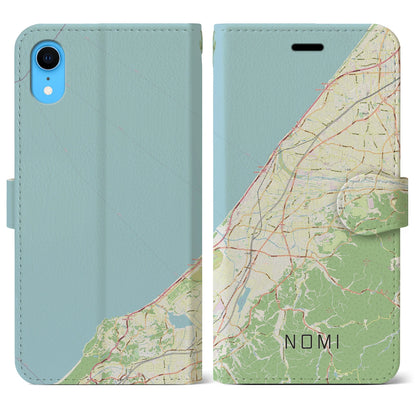 【能美（石川県）】地図柄iPhoneケース（手帳タイプ）ナチュラル・iPhone XR 用
