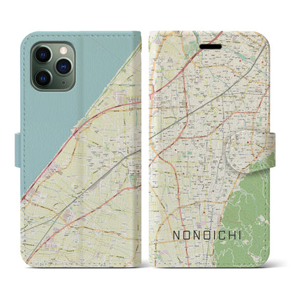 【野々市（石川県）】地図柄iPhoneケース（手帳タイプ）ナチュラル・iPhone 11 Pro 用