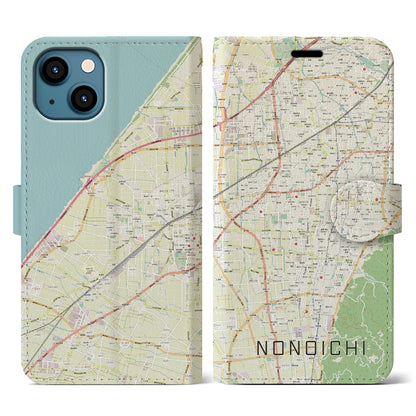 【野々市（石川県）】地図柄iPhoneケース（手帳タイプ）ナチュラル・iPhone 13 用