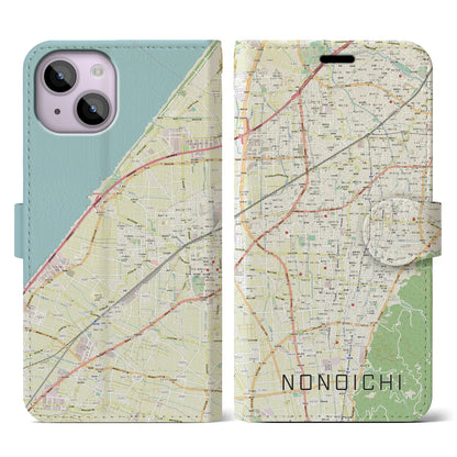 【野々市（石川県）】地図柄iPhoneケース（手帳タイプ）ナチュラル・iPhone 14 用