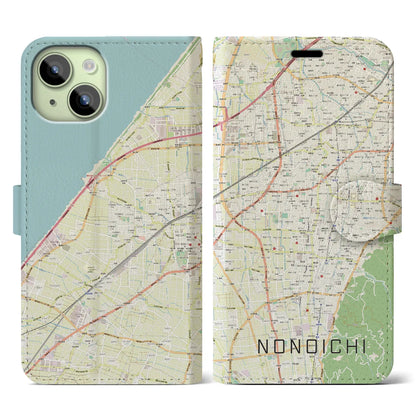 【野々市（石川県）】地図柄iPhoneケース（手帳タイプ）ナチュラル・iPhone 15 用