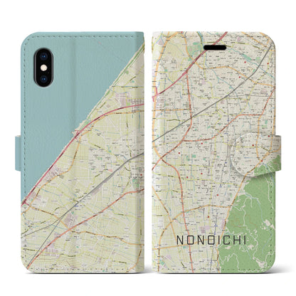 【野々市（石川県）】地図柄iPhoneケース（手帳タイプ）ナチュラル・iPhone XS / X 用