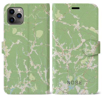 【能勢（大阪府）】地図柄iPhoneケース（手帳タイプ）ナチュラル・iPhone 11 Pro Max 用