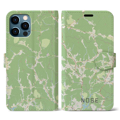 【能勢（大阪府）】地図柄iPhoneケース（手帳タイプ）ナチュラル・iPhone 12 / 12 Pro 用