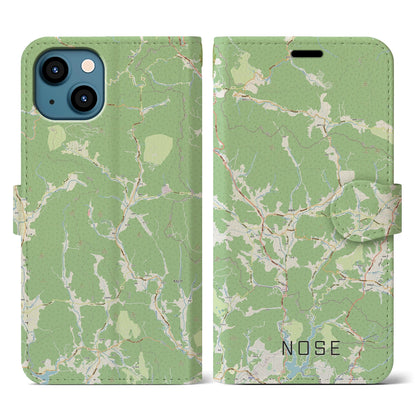 【能勢（大阪府）】地図柄iPhoneケース（手帳タイプ）ナチュラル・iPhone 13 用