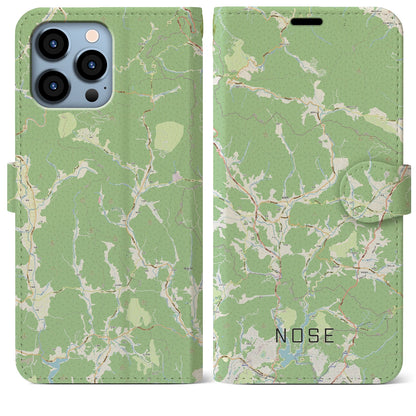 【能勢（大阪府）】地図柄iPhoneケース（手帳タイプ）ナチュラル・iPhone 13 Pro Max 用