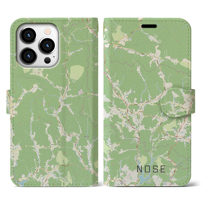 【能勢（大阪府）】地図柄iPhoneケース（手帳タイプ）ナチュラル・iPhone 13 Pro 用