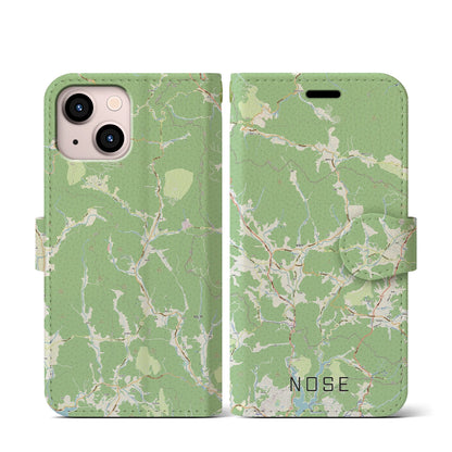 【能勢（大阪府）】地図柄iPhoneケース（手帳タイプ）ナチュラル・iPhone 13 mini 用