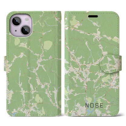 【能勢（大阪府）】地図柄iPhoneケース（手帳タイプ）ナチュラル・iPhone 14 用