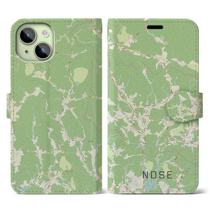 【能勢（大阪府）】地図柄iPhoneケース（手帳タイプ）ナチュラル・iPhone 15 用