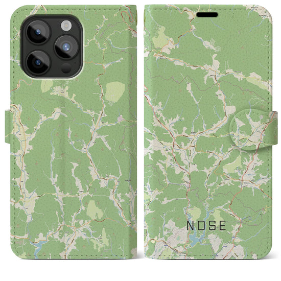 【能勢】地図柄iPhoneケース（手帳両面タイプ・ナチュラル）iPhone 15 Pro Max 用