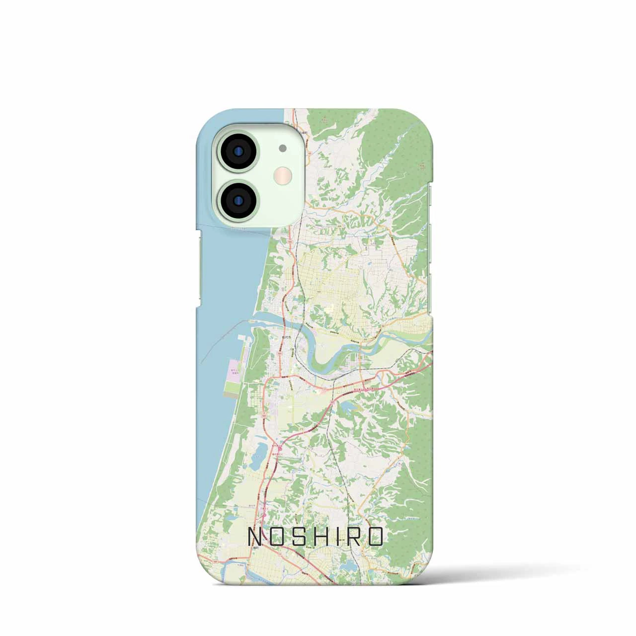 【能代】地図柄iPhoneケース（バックカバータイプ・ナチュラル）iPhone 12 mini 用