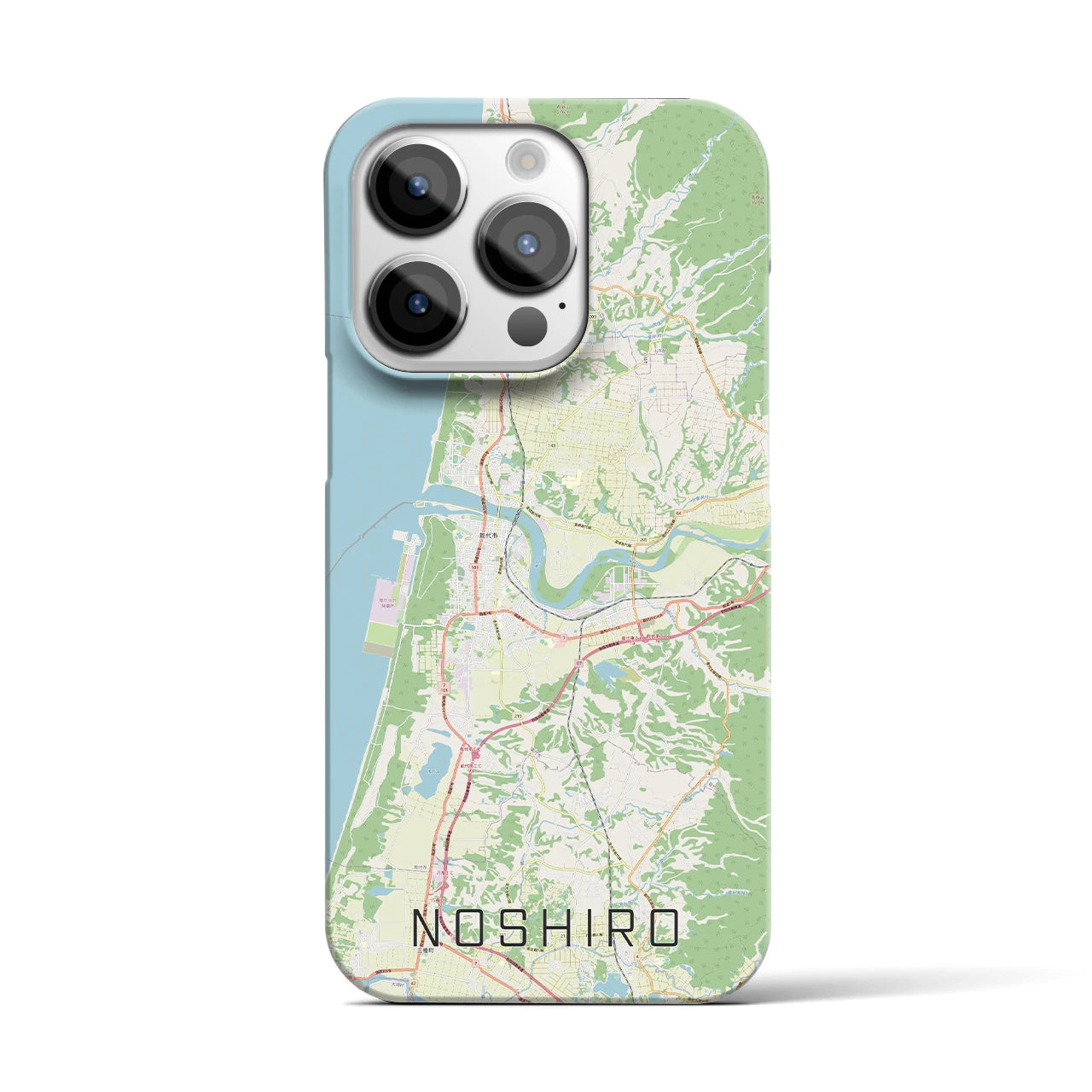 【能代】地図柄iPhoneケース（バックカバータイプ・ナチュラル）iPhone 14 Pro 用
