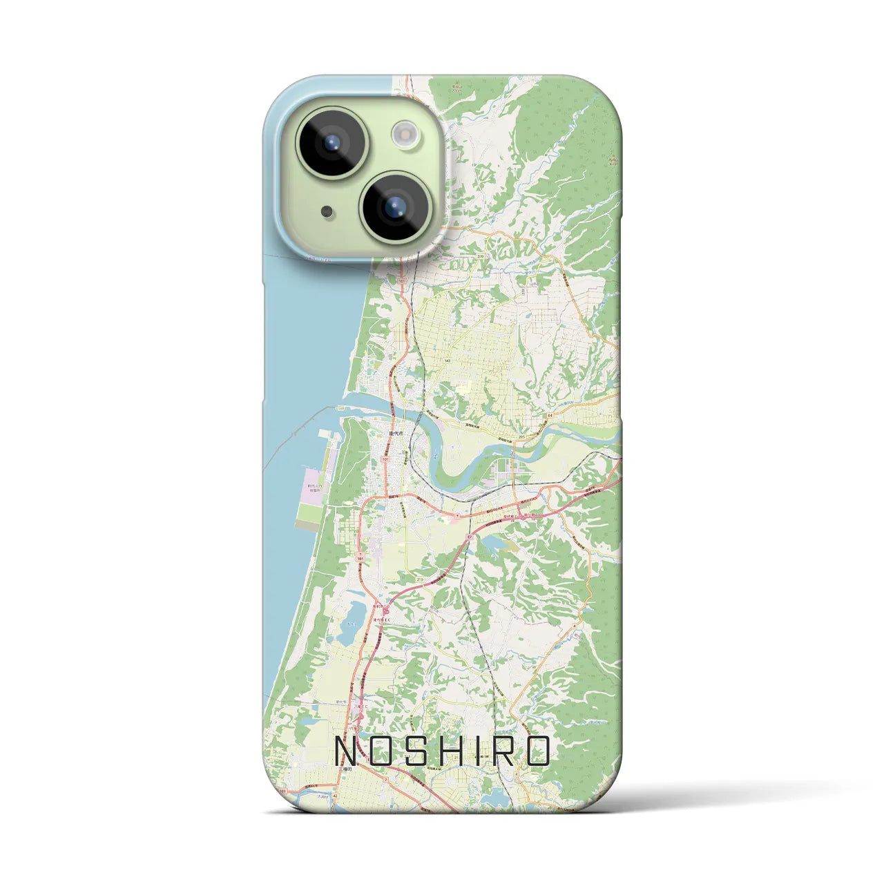 【能代】地図柄iPhoneケース（バックカバータイプ・ナチュラル）iPhone 15 用
