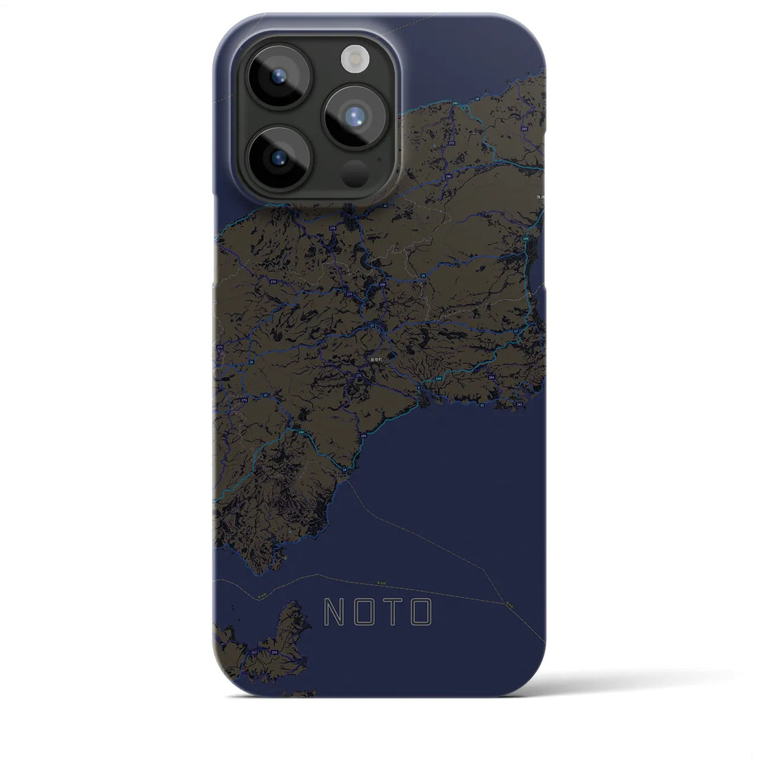 【能登】地図柄iPhoneケース（バックカバータイプ・ブラック）iPhone 15 Pro Max 用