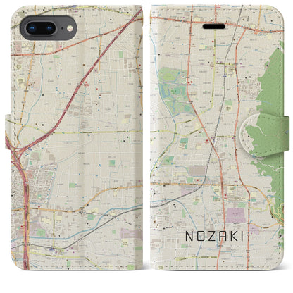 【野崎（大阪府）】地図柄iPhoneケース（手帳タイプ）ナチュラル・iPhone 8Plus /7Plus / 6sPlus / 6Plus 用