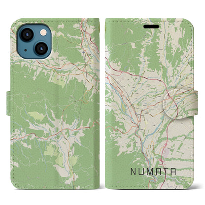 【沼田（群馬県）】地図柄iPhoneケース（手帳タイプ）ナチュラル・iPhone 13 用