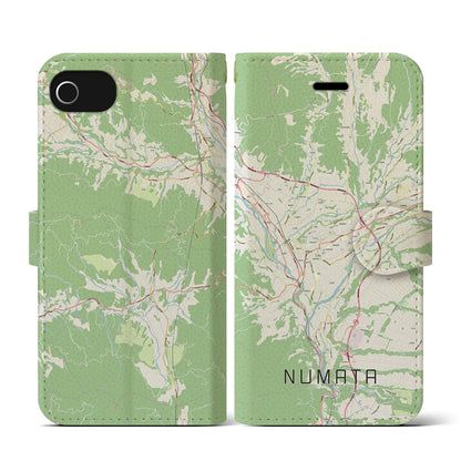 【沼田（群馬県）】地図柄iPhoneケース（手帳タイプ）ナチュラル・iPhone SE（第3 / 第2世代） / 8 / 7 / 6s / 6 用