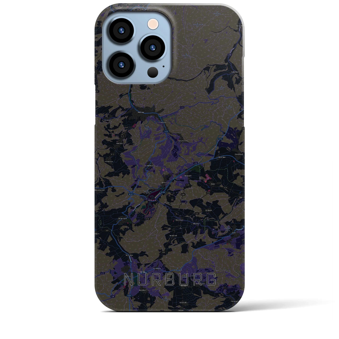 【ニュルブルク】地図柄iPhoneケース（バックカバータイプ・ブラック）iPhone 13 Pro Max 用