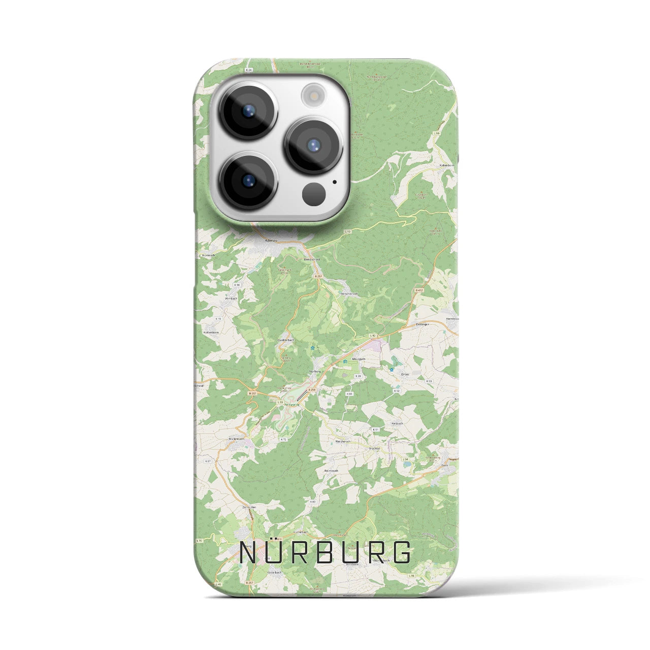 【ニュルブルク】地図柄iPhoneケース（バックカバータイプ・ナチュラル）iPhone 14 Pro 用