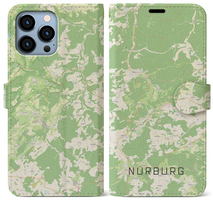 【ニュルブルク（ドイツ）】地図柄iPhoneケース（手帳タイプ）ナチュラル・iPhone 13 Pro Max 用