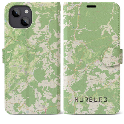 【ニュルブルク（ドイツ）】地図柄iPhoneケース（手帳タイプ）ナチュラル・iPhone 14 Plus 用