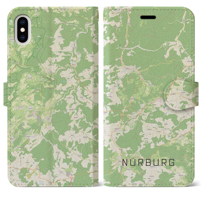 【ニュルブルク（ドイツ）】地図柄iPhoneケース（手帳タイプ）ナチュラル・iPhone XS Max 用