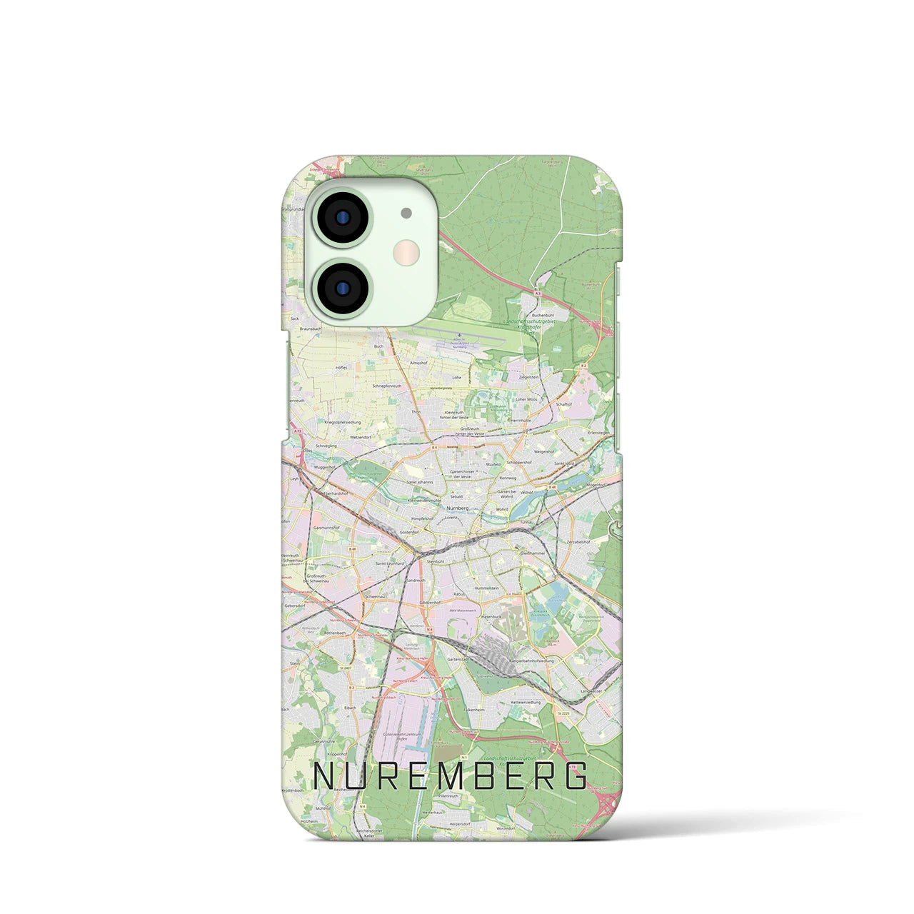 【ニュルンベルク】地図柄iPhoneケース（バックカバータイプ・ナチュラル）iPhone 12 mini 用