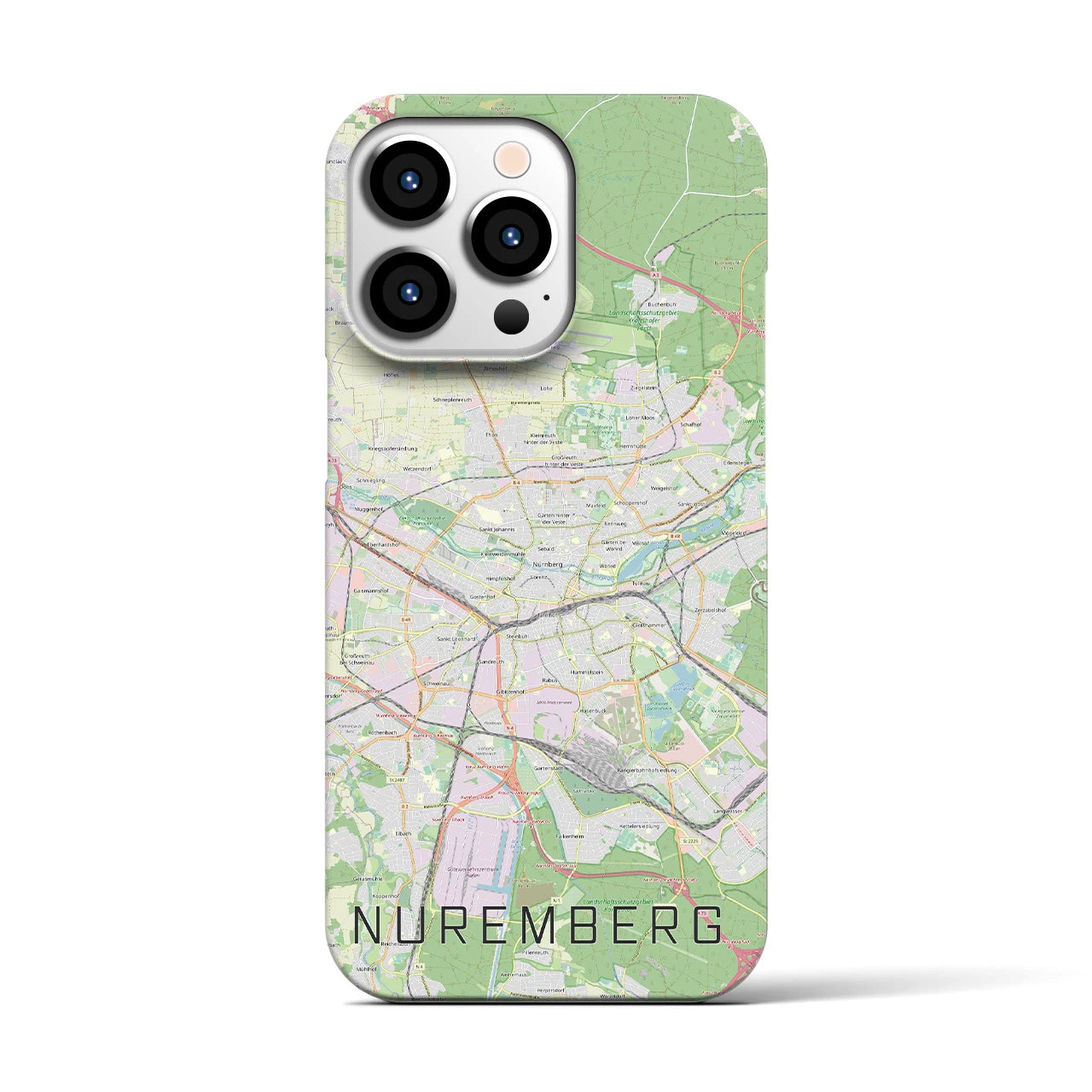 【ニュルンベルク】地図柄iPhoneケース（バックカバータイプ・ナチュラル）iPhone 13 Pro 用
