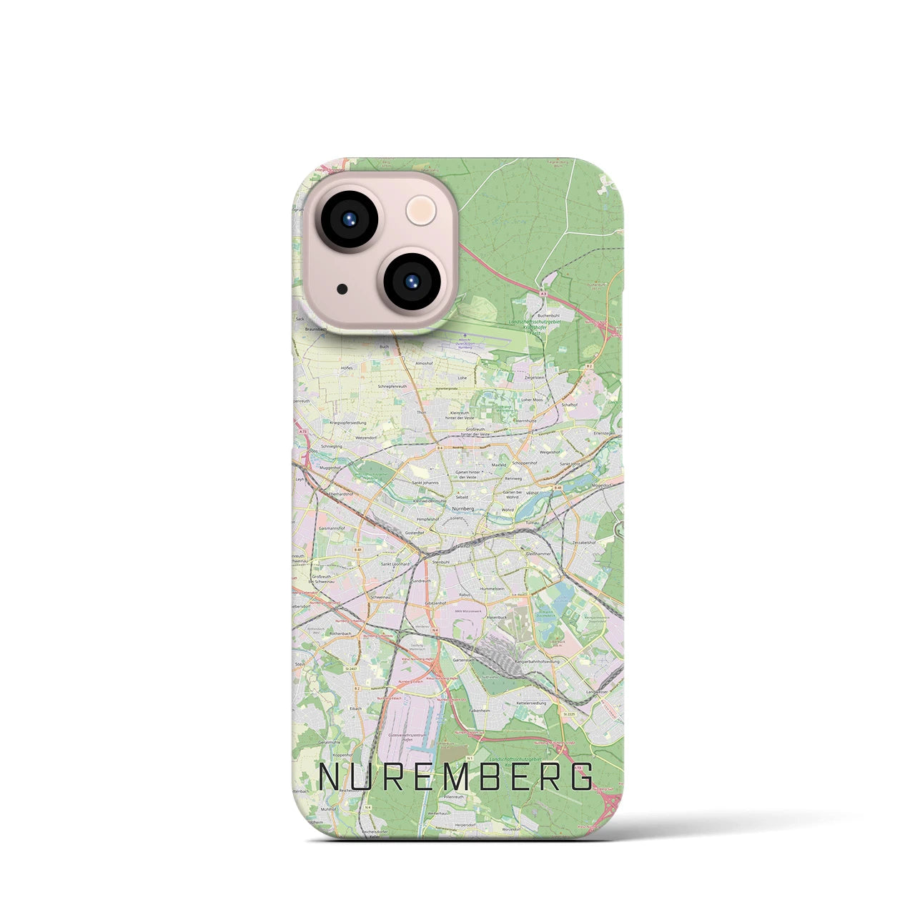【ニュルンベルク】地図柄iPhoneケース（バックカバータイプ・ナチュラル）iPhone 13 mini 用
