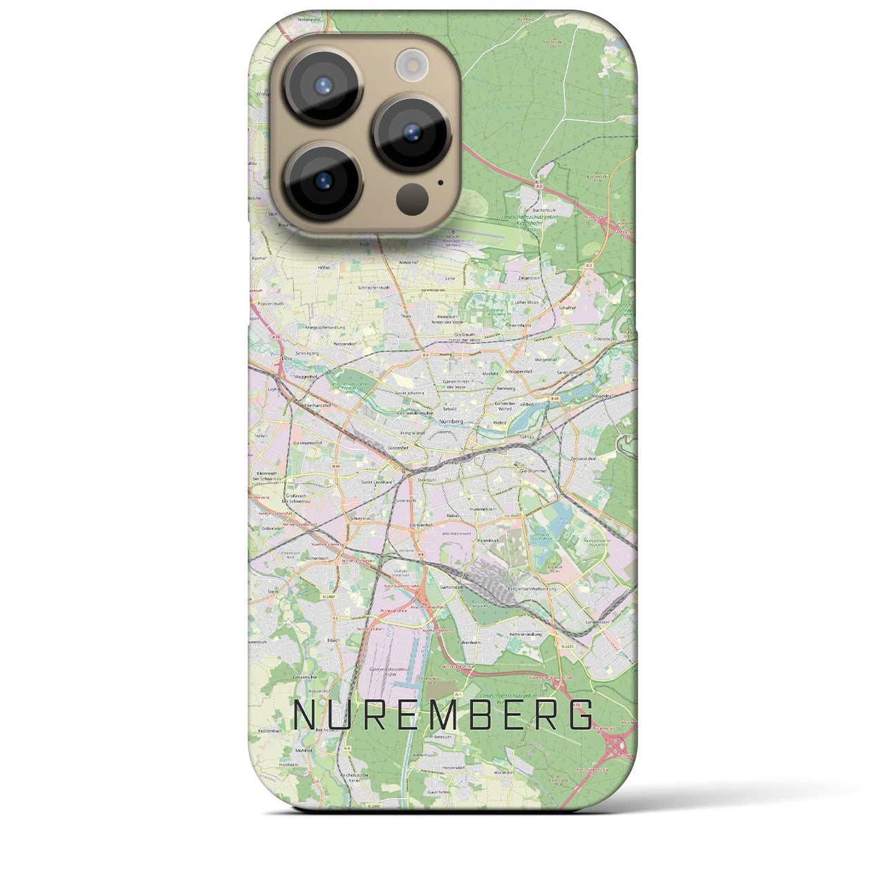 【ニュルンベルク】地図柄iPhoneケース（バックカバータイプ・ナチュラル）iPhone 14 Pro Max 用